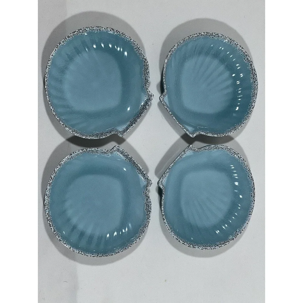 Tag Living Acrylic Seashell Plates Set‎ 4 Coastal Beach Dessert Appetizer Decor